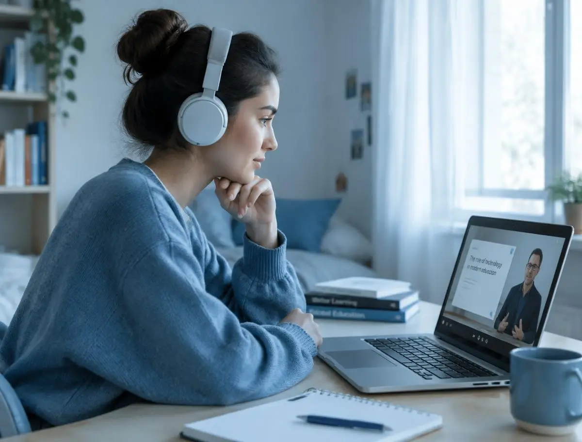 A young person learning online