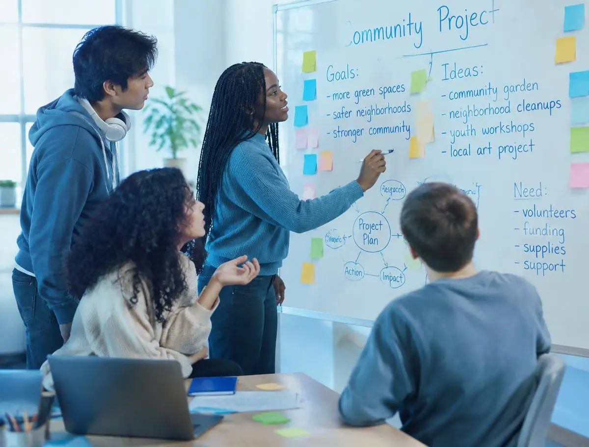 A youth team planning a community project